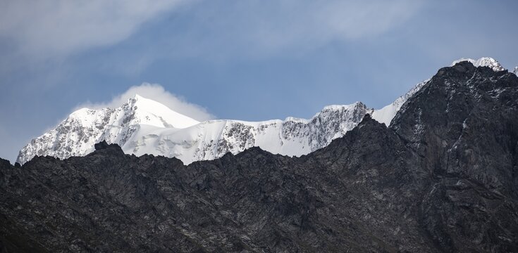High mountain with glacier, Chong Kyzyl Suu Valley, Terskey Ala Too, Tien-Shan Mountains, Kyrgyzstan