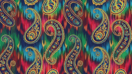 Vibrant Paisley Pattern with Intricate Details. © Den