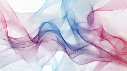 Flowing abstract mesh lines form vibrant interconnected waves in red, purple and blue gradient, suggesting digital networks, motion and futuristic technology for modern backgrounds