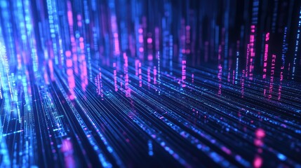 Abstract digital data visualizing fast information flowing through a futuristic network, representing global communication, cybersecurity, big data, and advanced computing technologies