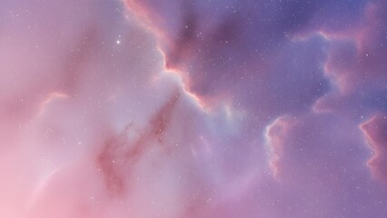 Cosmic nebula with swirling pink and purple clouds in deep space