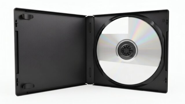 Open DVD Case Data Storage with Entertainment, and Music on White Backdrop.