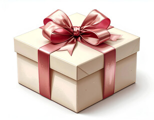 Obraz premium Pink gift box with ribbon isolated on white background wrapped for celebration
