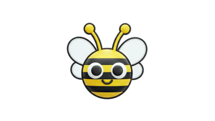 Cartoon Bee Smiling on White Background