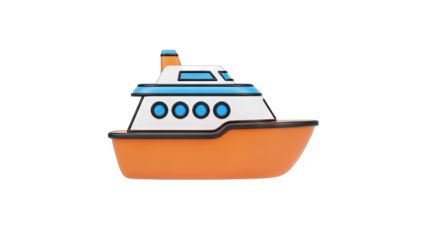 Cartoon Boat Isolated on White Background