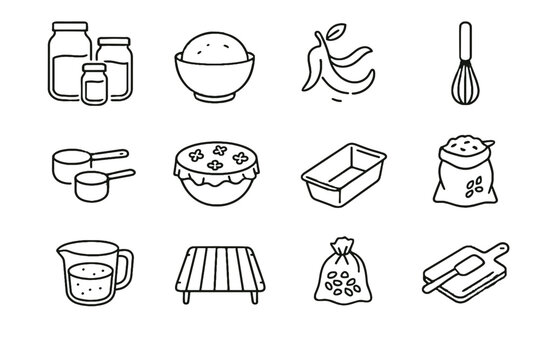 Peel cup zero dough baking icon oats rising measuring bag vector cleaning