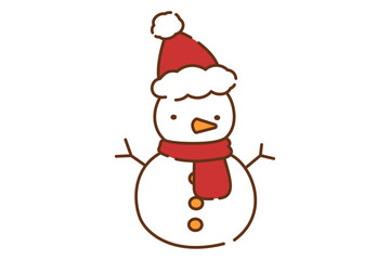 手描き風のかわいい雪だるまのイラスト_クリスマス