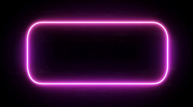 Neon pink rectangle light on dark background icon neon
