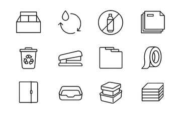 Minimal icons mindful vector decluttering stationery closure curated icon paper roll packaging