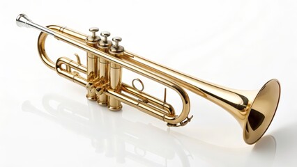 Obraz premium Ornate Gold Plated Trumpet Isolated on White