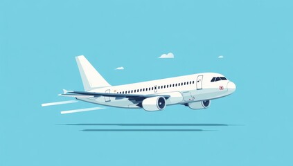 Soaring Ascent: A modern airliner takes flight against a vibrant sky, symbolizing travel and exploration. Its sleek design hints at a journey filled with possibilities.