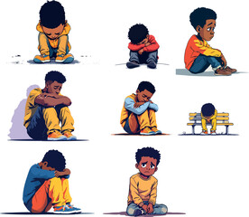 Vsai african american boy feeling sad and lonely