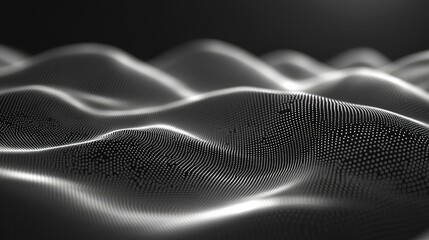 Digital wave surface representing big data visualization and modern technology concepts, including connectivity, artificial intelligence, and network communication