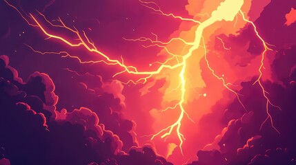 Dynamic electrical discharge illuminating an intense stormy sky filled with dark, textured clouds, creating a dramatic and energetic atmosphere representing power and natural phenomena