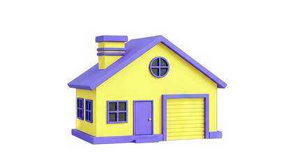 Cartoon House Illustration on White Background