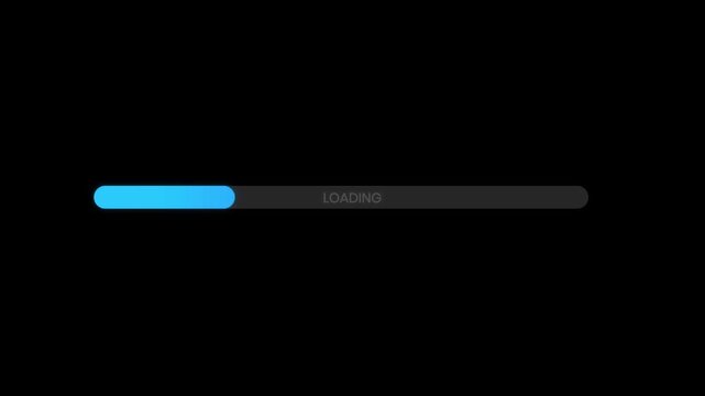 Minimal blue progress bar loading animation on clean black background for UI design
