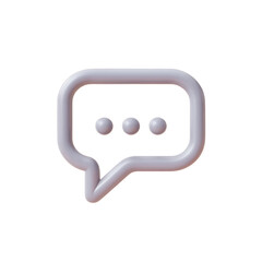 Naklejka premium 3D rendered light grey chat bubble icon with three dots, symbolizing communication or a message in progress.