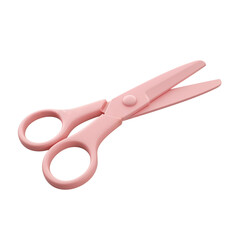 Soft pink plastic craft scissors open and closed with black background isolated on black for creative projects transparent background