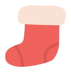 Christmas stocking sock for holiday decoration, winter greeting cards and festive seasonal designs, PNG with transparent background