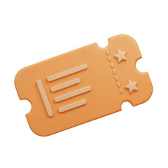 Fototapeta premium Orange perforated ticket with embossed lines and star shapes on a for events or admission transparent background