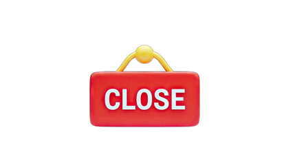 Close Sign: Red 3D Icon on White Background