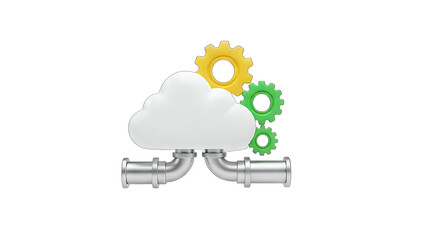Cloud Computing Concept with Gears and Pipes