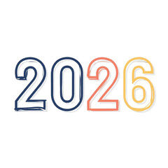 2D Number 2026 vector