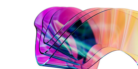Abstract Gradient Wave Glass Curves, Elegant Translucent 3D Design Element on Transparent Background