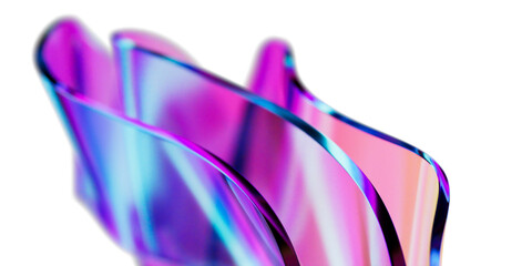 Colorful Iridescent Glass Curve Sheets, Dynamic Abstract 3D Rendering for Innovative Futuristic Background