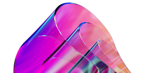 Innovative Abstract 3D Rendering of Translucent Iridescent Glass Sheets with Flowing Gradient Waves