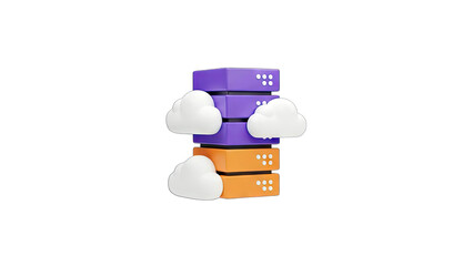 Cloud Server Stack Illustration on White Background