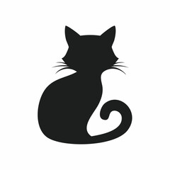 Black cat vector silhouette cartoon illustration for pet design