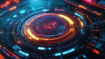 Abstract technology showing complex data processing and communication with glowing neon elements creating a futuristic visualization of artificial intelligence and network security