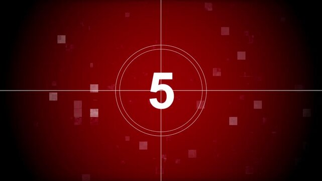 10 seconds old film countdown animation with black background. Vintage countdown movie from 10 to 0 number.  4k footage animation video.