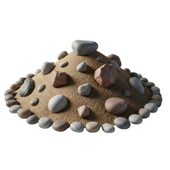 Sand and Rock Pile Earth Mound with Stones Terrain Material Element