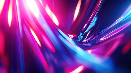 Abstract artwork displaying vibrant, flowing light trails and streaks in pink, purple, and blue tones, creating dynamic, energetic movement and an intense, blurry bokeh effect