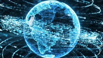 Futuristic Earth Globe with Digital Data Streams and Connections. - Powered by Adobe