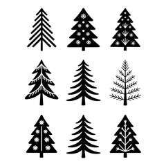 Obraz premium christmas trees set
