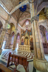 Catholic church on the square in the French village in Ba Na Hills Park, Danang, Vietnam.