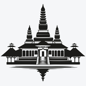 Bali monaster silhouette sketch illustration vector