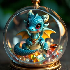 A cute miniature dragon sits at the cursed screen for wickedness, filled with all sorts of cursed wickedness.