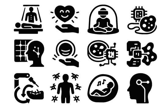 Scan cell diagnosis healing ai bot futuristic dome vector swarm reality icon