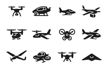 Piloted air aircraft plane ai icon drone hauler taxi vector glider