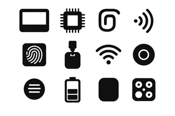 Scan backplate hook vector signal biometric rechargeable clip smart badge icons icon