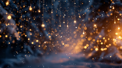 Golden Light Cascade: A mesmerizing display of twinkling, golden lights gracefully descending against a dreamy, ethereal backdrop, evokes a sense of wonder and enchantment.