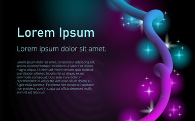 Abstract Christmas Garland with Glowing Lights on Dark Background