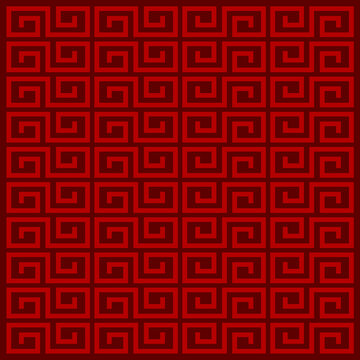 Seamless Chinese geometric ornamental pattern. Chinese oriental background. Traditional Asian design with red hues. Vector design for wallpaper, wrapping paper, backgrounds, fabric, weaving