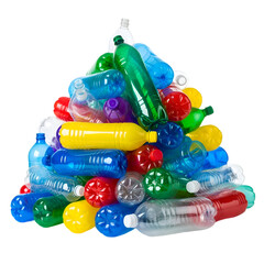 Colorful Plastic Bottle Recycling Pile  Environmental Waste Concept