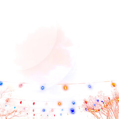 Abstract floral vector background design with pink and purple flowers, butterflies, and a beautiful spring heart pattern