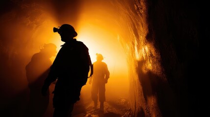 Fototapeta premium a group of soldiers in a tunnel like environment during nighttime